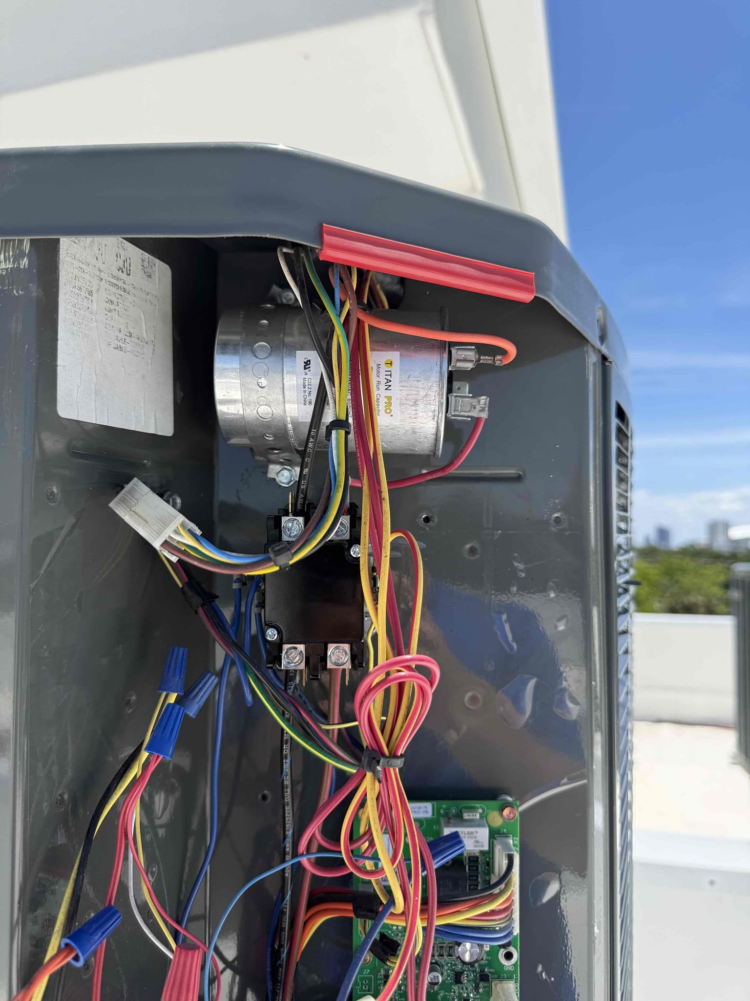 Reason for call:
No cool 

Equipment:
2023 trane 3.5 ton heat pump 
Vertical on third floor closet 
Condenser is located on roof 

Summary:
Completed diagnosis to find failed dual capacitor. Informed homeowner we replace caps and contactor together because they work in tandem and that yields the best results. He agreed and replaced dual capacitor and contactor today to restore operation to equipment. 20 degree split. 