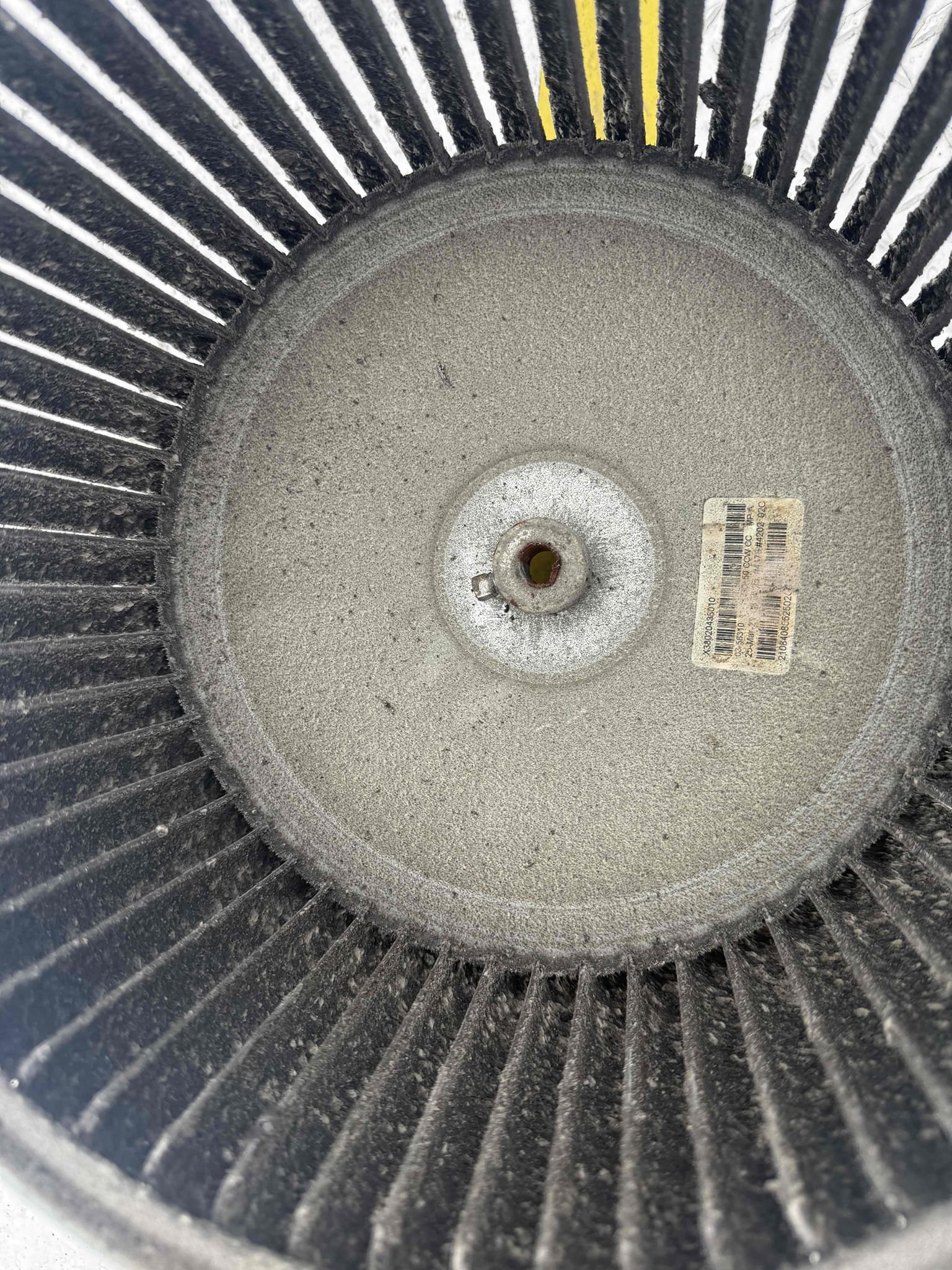 Pull and clean blower wheel. Reinstall and test. Tax and labor included.
