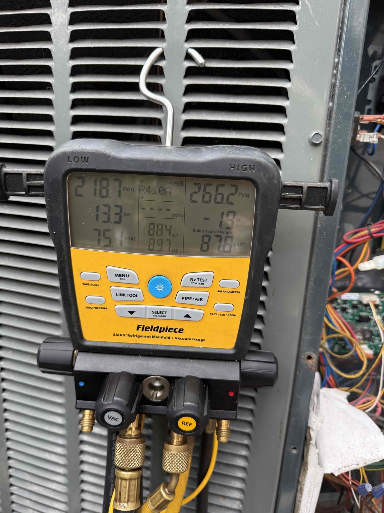 Reason for call:
No cool 

Equipment:
2017 trane 4 ton 
Horizontal in attic 
Condenser is right of home 

Summary:
On arrival found fan not operating. Found dead capacitor. Spoke with homeowner decided to replace both dual capacitor and contactor. Components were replaced all operation was restored to the equipment. 

Solution:
Replace dual capacitor due to weak readings 
Replace contactor due to cap repair 
