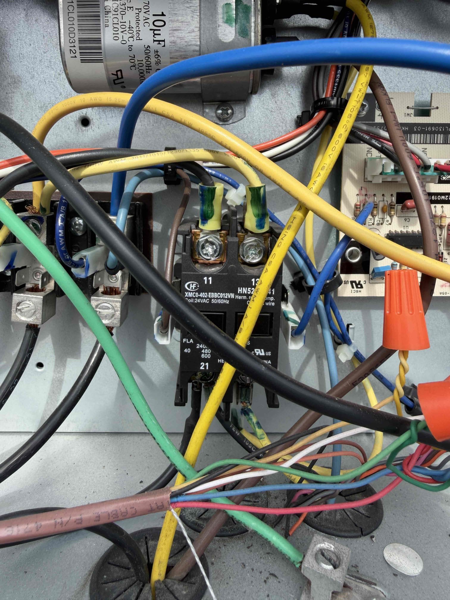 Upon arrival, found system off but calling for cool. Found bad contactar receiving 24v and 208v on one side but not the other side. Replaced contactar and started system. System is cooling at this time. 

1 year warranty on Contactar. 