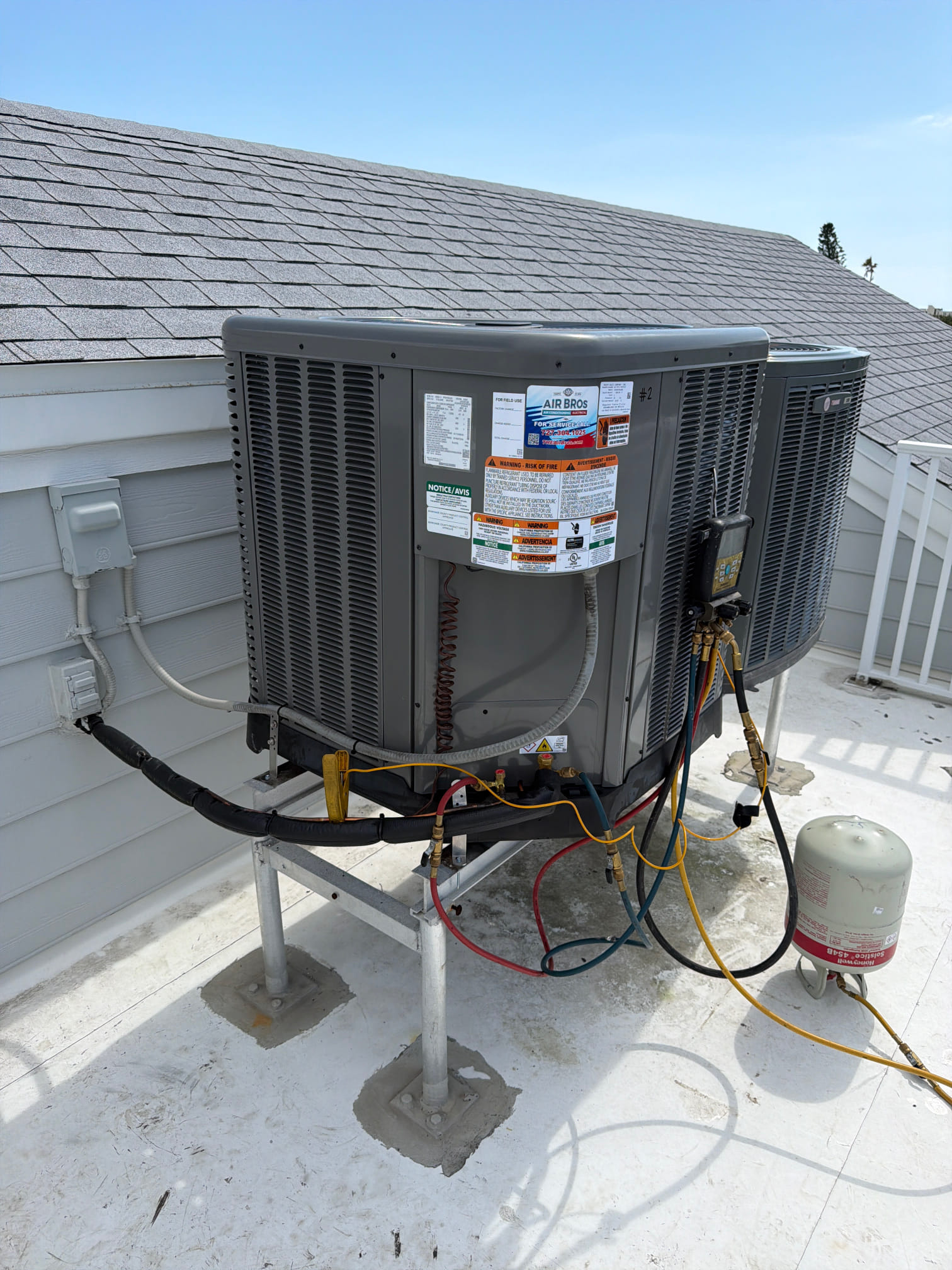  
 2.5 Ton 15.2 SEER Heat Pump 2 stage cooling RUUD system 
~ 10 Year parts warranty  
~ 3 year Labor warranty
______
- Installation of horizontal air handler in attic
- New secondary safety drain pan
- Existing hanging kit
- Seal supply plenum to unit
- Seal return plenum to unit
- 5kW back up heat element
- WiFi thermostat 
- New safety float switches
- New insulation on copper
- Replace breakers as needed
- Flush and test existing condensate drain line
______
- Installation of Condenser unit on roof
- Crane included
- Flush existing refrigerant lines
- Replace breakers as needed
- Existing roof stands
- New Hurricane straps 
- New UV rated insulation on copper
- New filter line dryer
- Refrigerant locking caps
- Vacuum system to 500 microns
- Charge system with refrigerant to proper pressures

- Completed to code
- Permit included
100% satisfaction

*family discount*