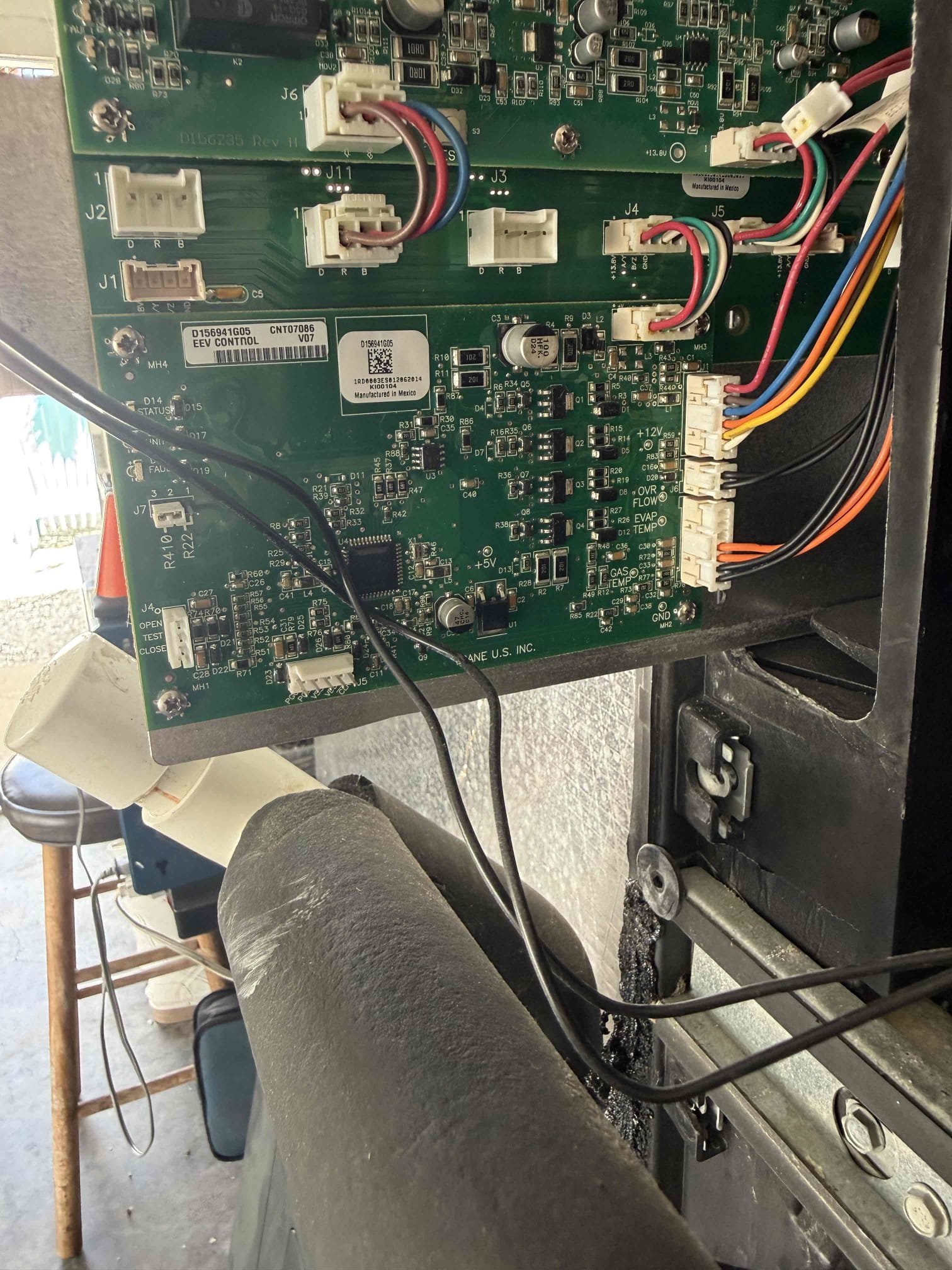 Replace EEV stepper motor and board

Completed repair confirmed pressures to be slightly low. Informed homeowner about a leak search and top off they want to top off for now. Added 3.5 pounds of 410 to system. 

Proper operation was restored to equipment. 