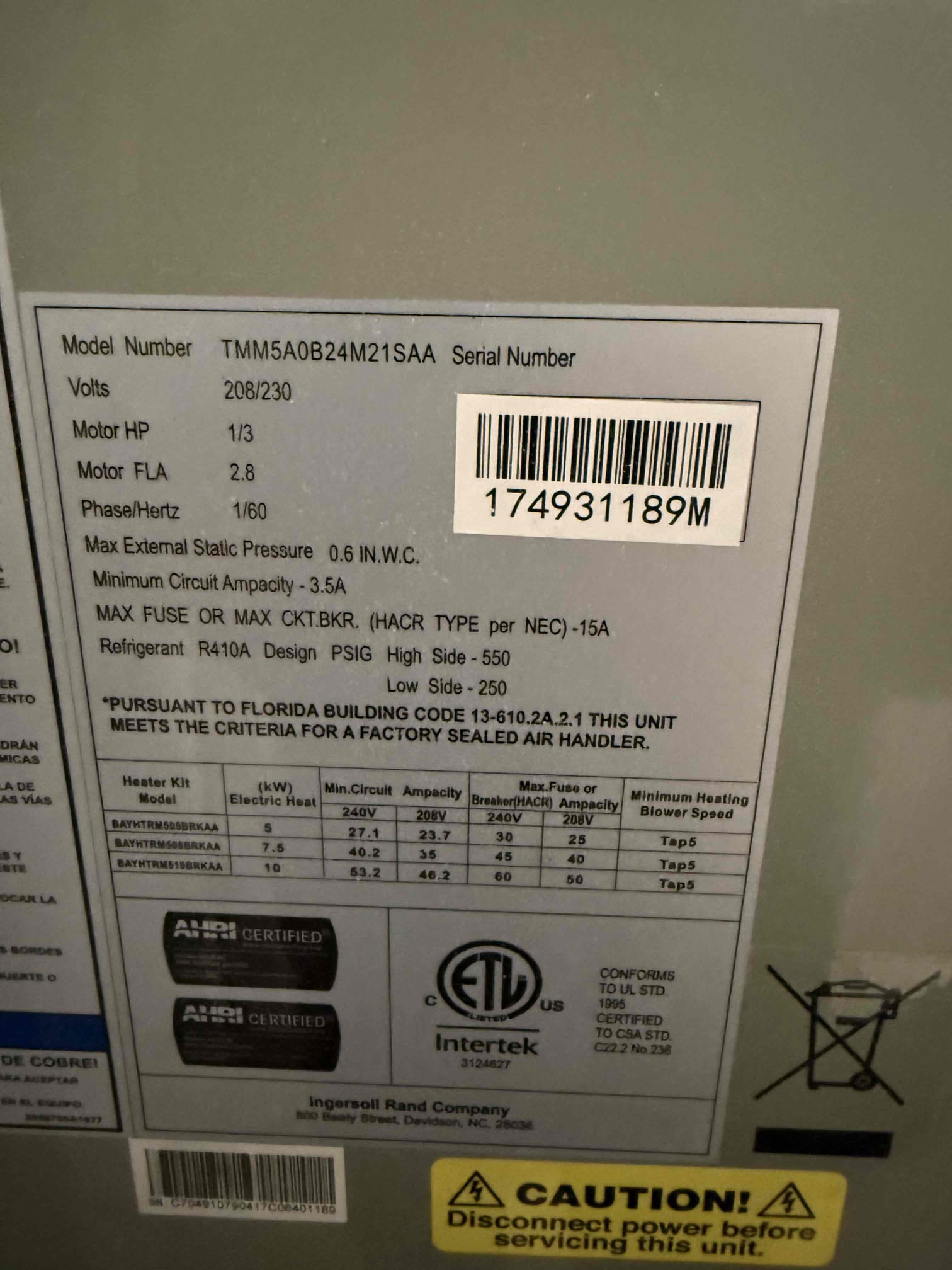 On arrival found unit not cooling due to improper txv in air handler. Will submit estimates for repair and replacement options. Unit cooling to the best of its ability at this time. 