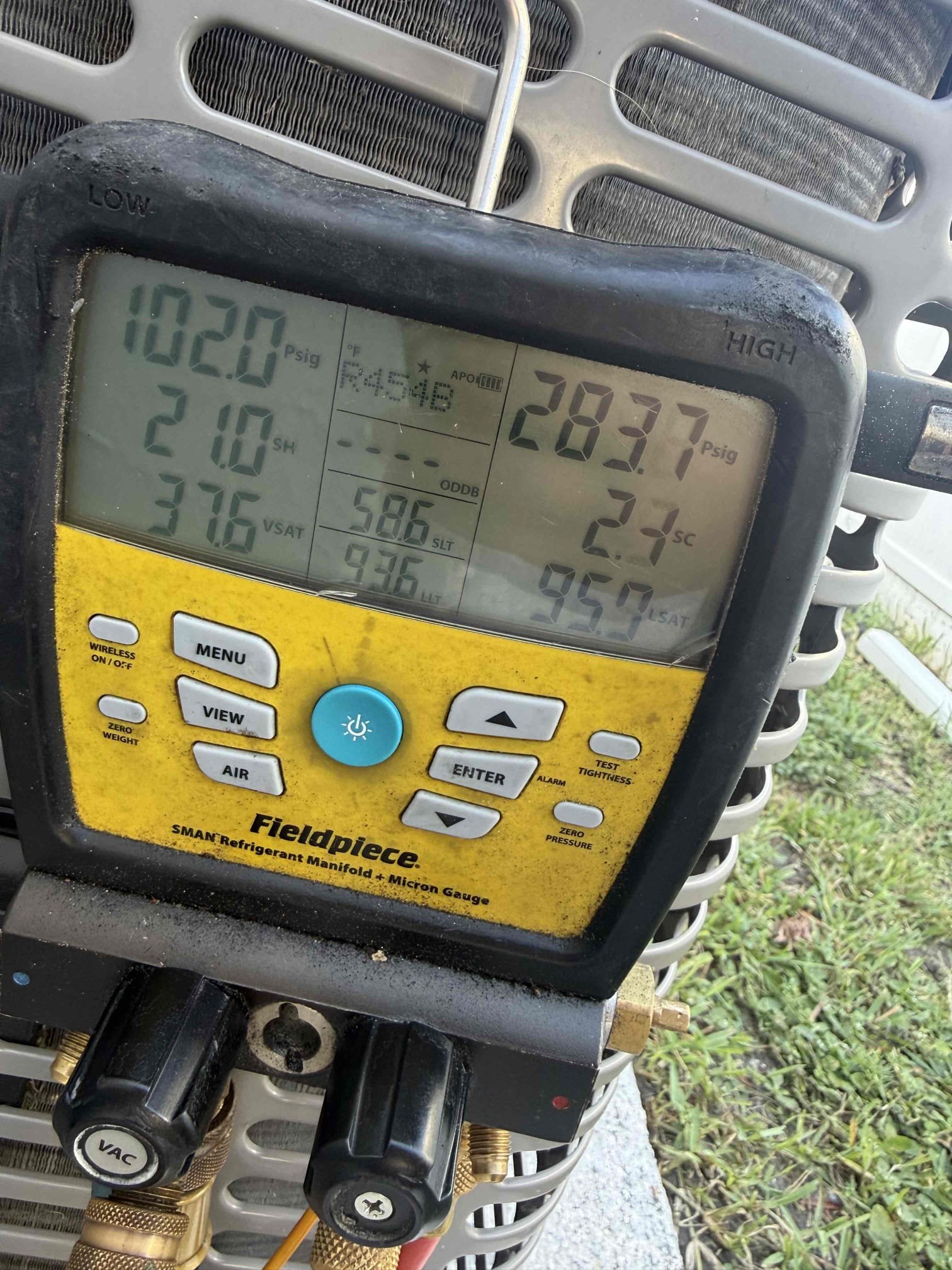 Client states condenser was shutting off and air handler still running. Inspected unit for issues. Pressures ok. Temp split good. Electrical checked good. Unit has leak detector system built in. Could be possible leak in coil or intermittent issue. Told client to not reset breaker again to prevent clearing any fault codes for system. Unit cooling at this time. 