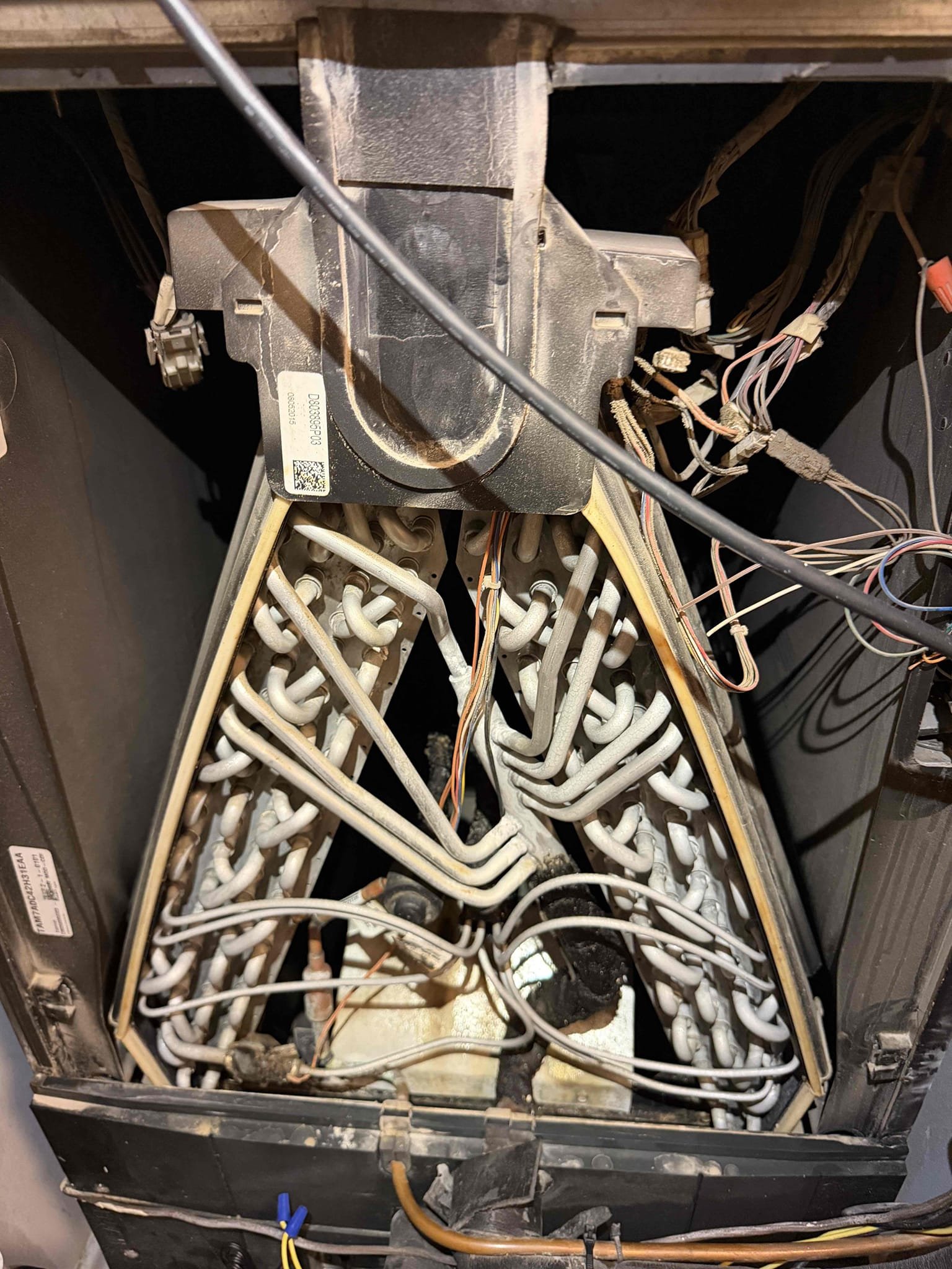 Upon my inspection found system drain line completely clogged. Performed level three drain cleaning. Also performed a quick drain cleaning on the main system in the laundry room while on site (complimentary). 
Guest bedroom system does not have a good temperature split and is at a 8° split. Let client know and he would like to leave it alone. Main system has a 20° temperature split. 

Cleaned filter on bedroom system while here as well. 
Client is not interested in Maitenence plan as they plan on selling home in near future. 