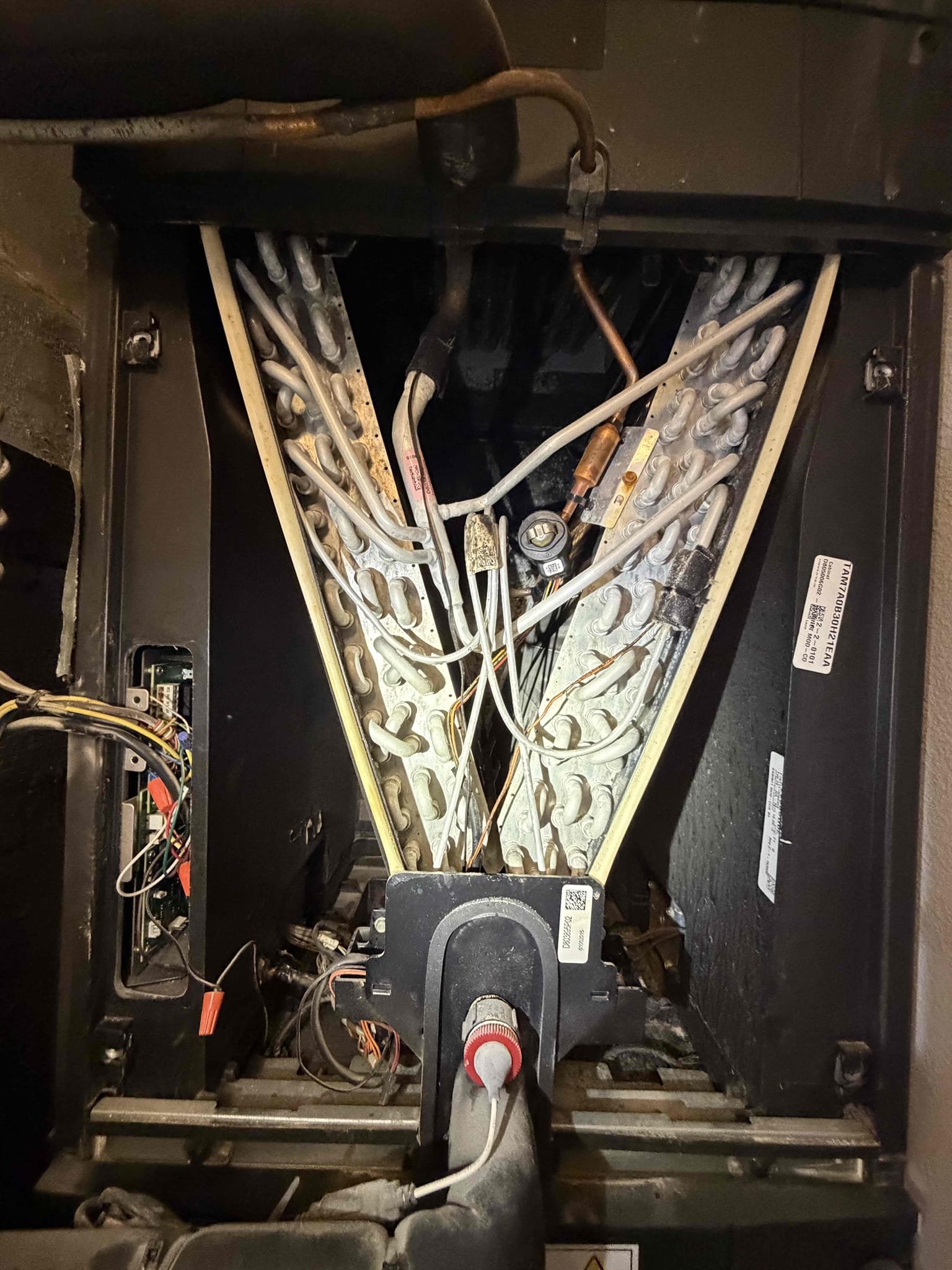 Upon my inspection found system drain line completely clogged. Performed level three drain cleaning. Also performed a quick drain cleaning on the main system in the laundry room while on site (complimentary). 
Guest bedroom system does not have a good temperature split and is at a 8° split. Let client know and he would like to leave it alone. Main system has a 20° temperature split. 

Cleaned filter on bedroom system while here as well. 
Client is not interested in Maitenence plan as they plan on selling home in near future. 