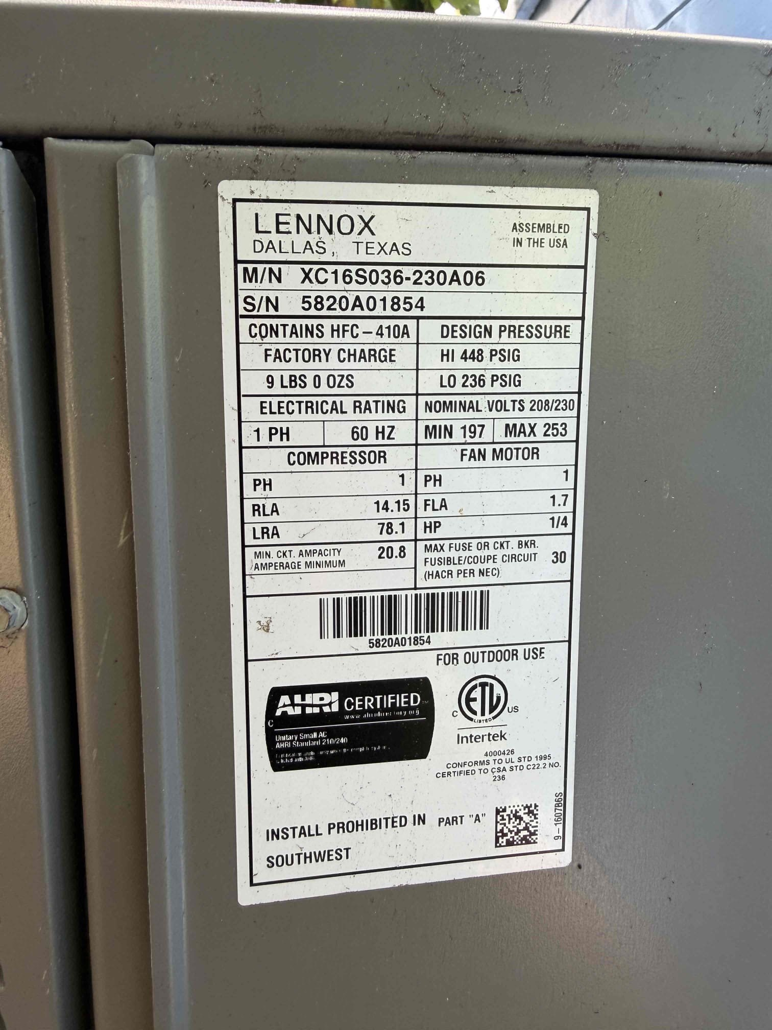 Upon my inspection, found air handler unit leaking water out of the drain pan and into the return plenum. Explained to client that we have to perform a professional drain cleaning and treatment first and then we can determine if the water is escaping the unit from other areas. At this time, I performed a drain cleaning and treatment. I did not observe any pan cracks or drain cracks at this time. Let client know if the issue persists, we will need to return to see where this water is coming from. 
System is cooling at this time with 20° temperature split and good pressures. 
Client signed up for our Maitenence plan today. Did not perform full Maitenence at this time. 