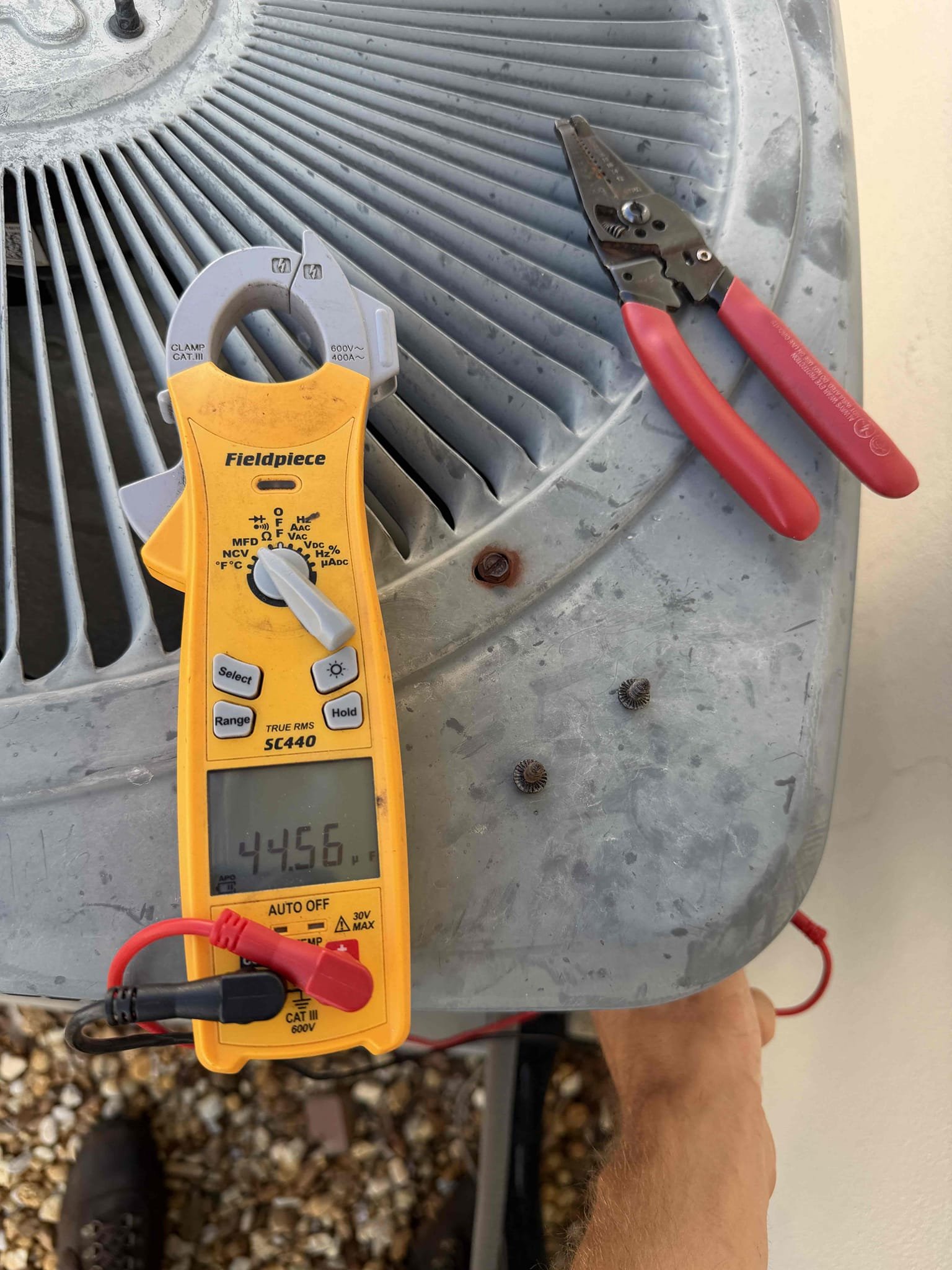 Performed Maitenence on system. Cleaned/treated drain line and primary drain pan. Cleaned condenser coils. Evaporator coils are clean. Verified safety float switch functionality. System only has secondary safety float switch and no primary. Let client know that this is allowing for garage air to enter the home. Checked amp draw on compressor. Checked amp draw on fan motor. Checked capacitor is within factory range. Inspected Contactar. Contactar is buzzing and showing signs of potential failure/shorting out. Made sure all connections are tight. System is cooling with a 20° temperature split at this time.
Client would like to leave everything as is at this time. 