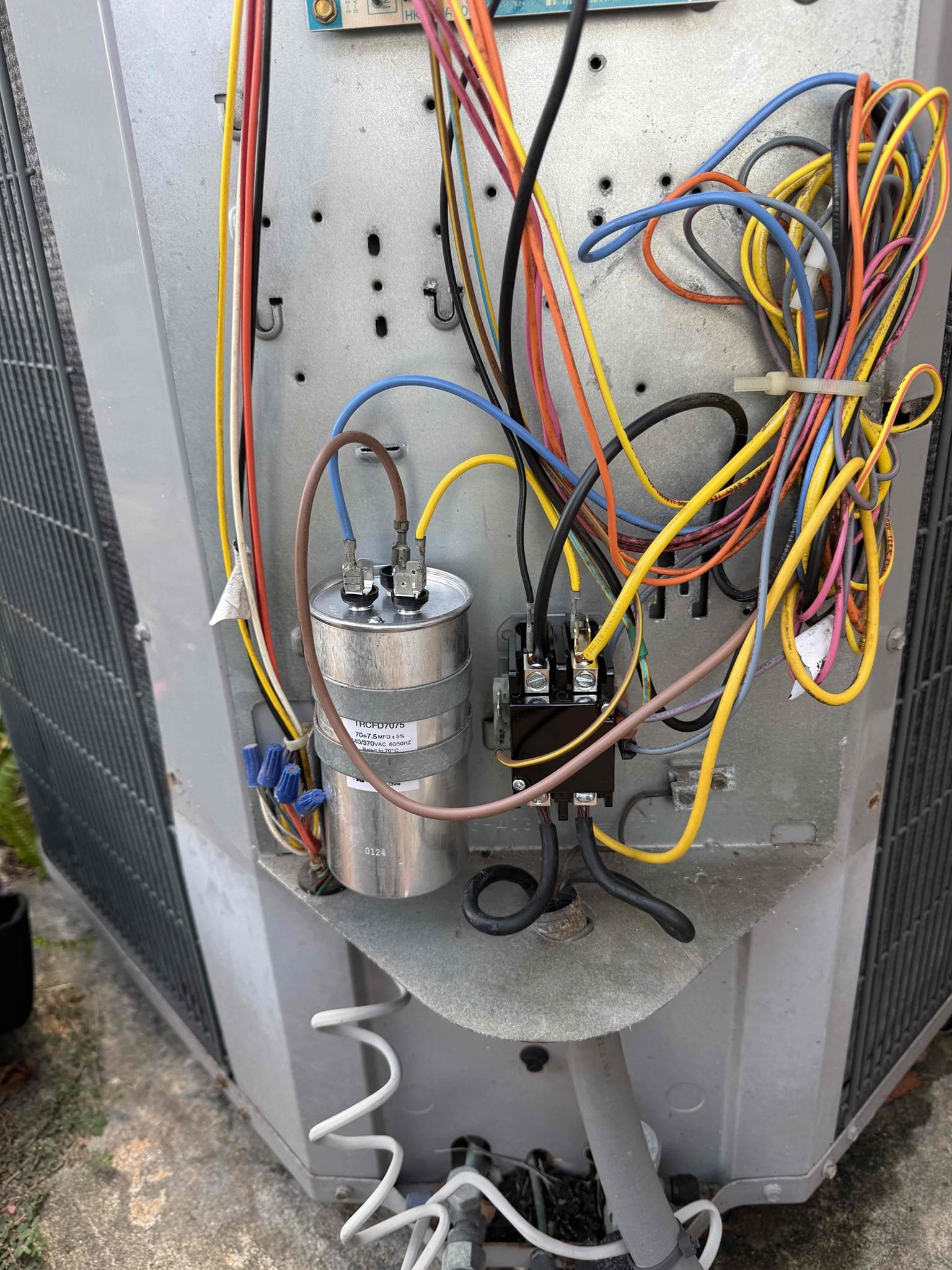 Clean blower assembly 
Replace dual capacitor 
Replace contactor 
Replace condenser disconnect 

Completed repair unit is operating well. 
Please schedule maintenance visit for may and nov. 