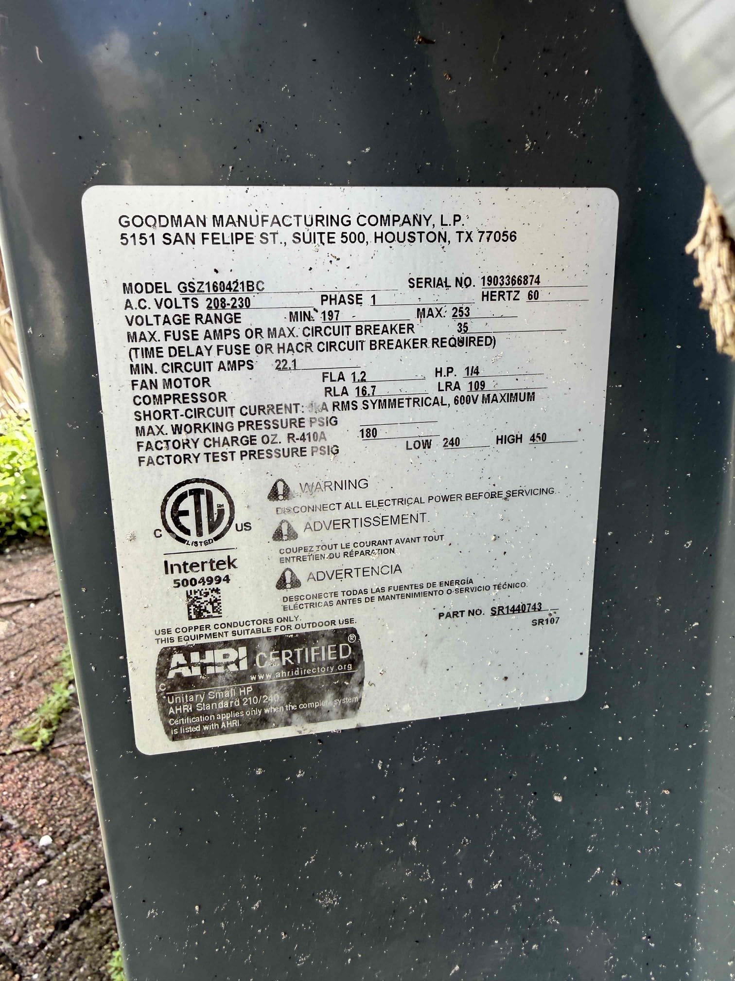 Upon my inspection, found system not cooling due to a bad capacitor. Replace capacitor and started system. System is cooling with a 20° temperature split at this time. Checked amp draws and found the condenser fan motor is over ping at 1.3 A and it is rated for 1.2 A. Sending a quote for replacement condenser fan motor if Client would like to be proactive. Helped Client find the filter that they need on our website for easier filter change outs.
Offered Maitenence plan but client is planning on selling home soon. 