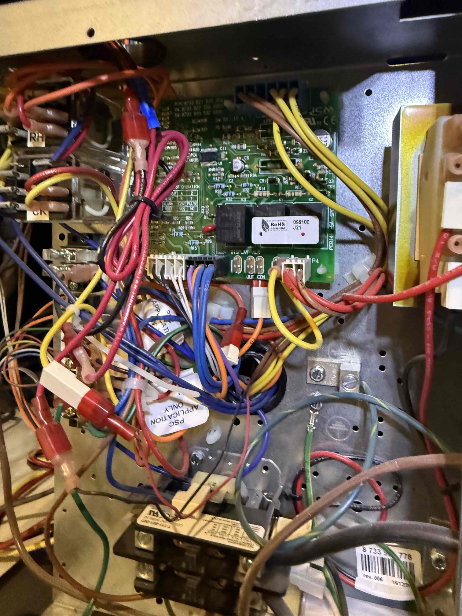 Reason for call:
No cool

Summary:
On arrival, compressor contractor was not pulling in
I had low voltage going into the board passing through all my safeties, but not coming out of the board on y out. Board has failed board will have to be replaced. Bypass board for temporary cooling.

Solution:
Office will provide quote for board replacement