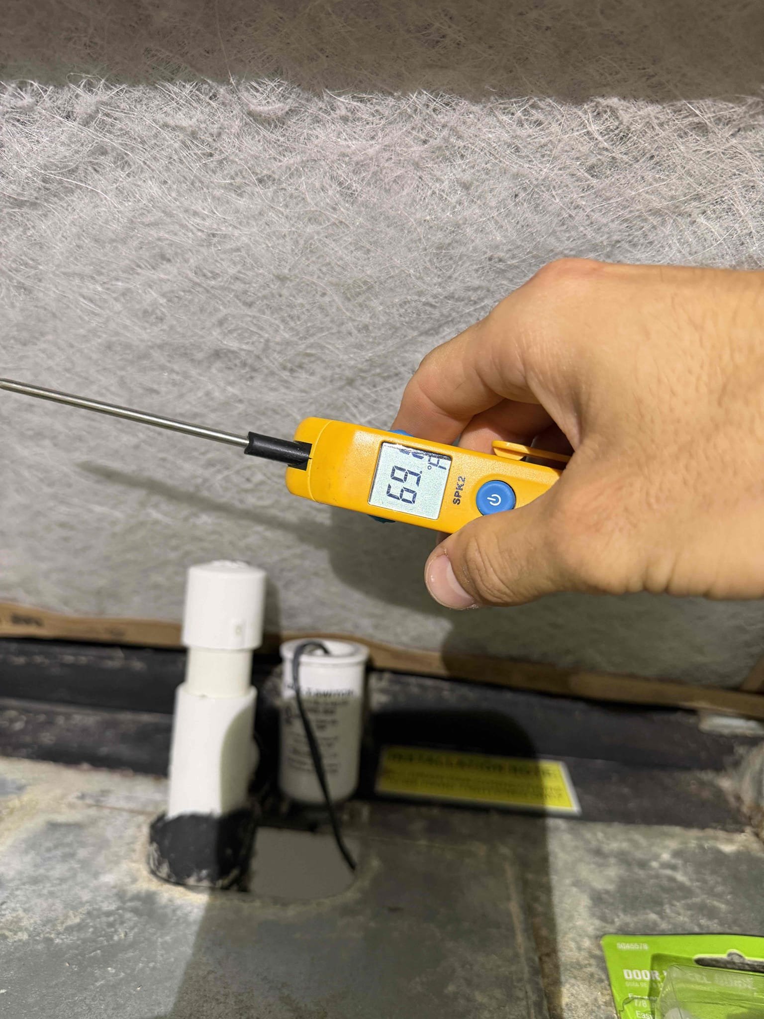 Performed first maitenence on system. 
Cleaned/treated drain line and primary drain pan. Inspected condenser coils. Evaporator coils are clean. Verified safety float switch functionality. Checked amp draw on compressor. Checked amp draw on fan motor. Checked capacitor is within factory range. Inspected Contactar. Made sure all connections are tight. System is cooling with a 10° temperature split at this time and system is cooling inefficiently. Checked pressures and found system is low on refrigerant and at risk of freezing up. Client would like to top off refrigerant one time until they decide if they would like to do a system leak search to find and repair any possibly refrigerant leaks. Quote sent for leak search. 
Added 2lbs of refrigerant and system is now cooling with a 19-20° temperature split. No guarantee on how long this refrigerant will last. 

Air handler is a Carrier brand from 2018 and condenser is a Goodman brand from 2024. This is a mix matched system. Client believes t