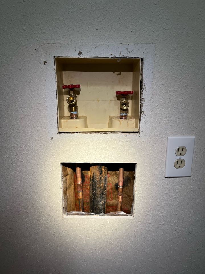Replaced the shut offs for an old washer box. The old connections were no longer usable. 