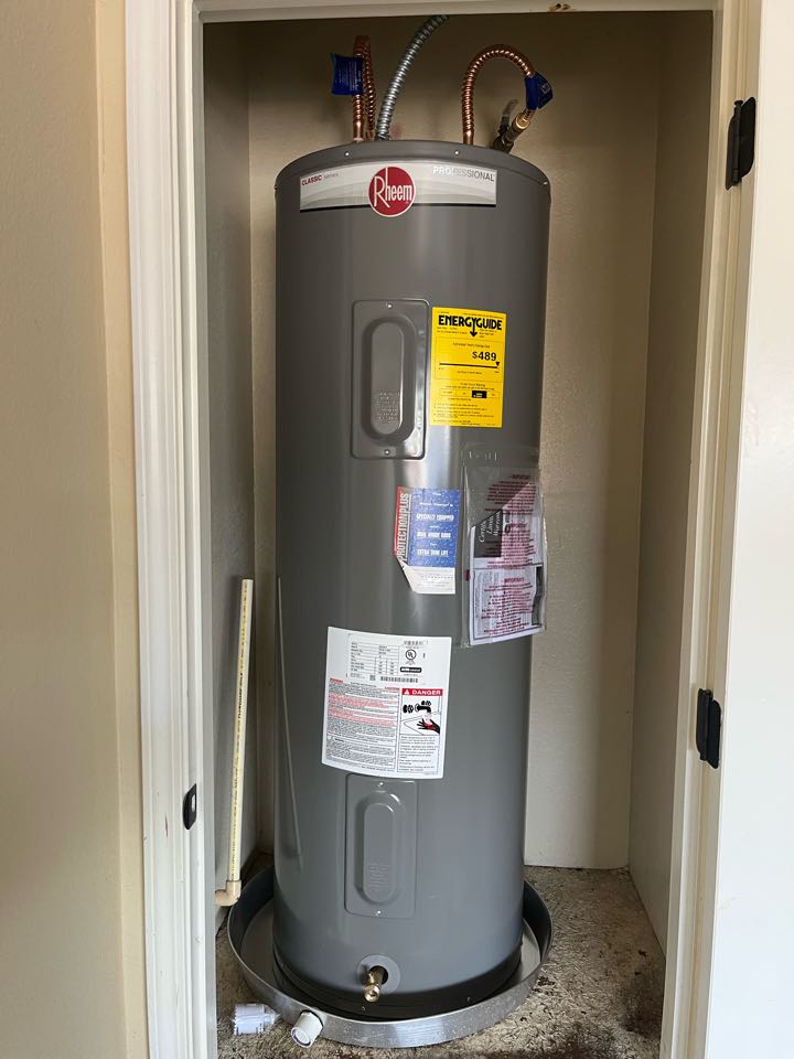 Installed new 50 gallon Rheem electric water heater