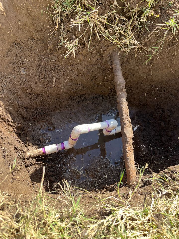 Repaired water leak in yard