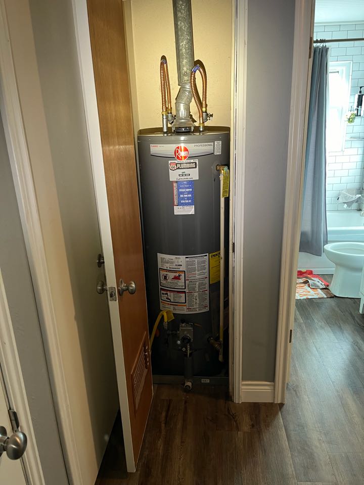 Installed a 50 gal gas Rheem water heater. 