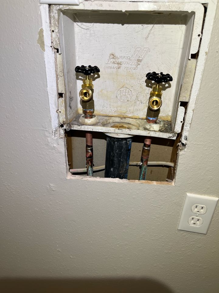 Replaced the shut offs in an old washer box. 