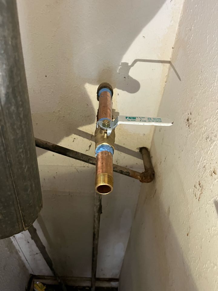 Replaced three-quarter inch ball valve