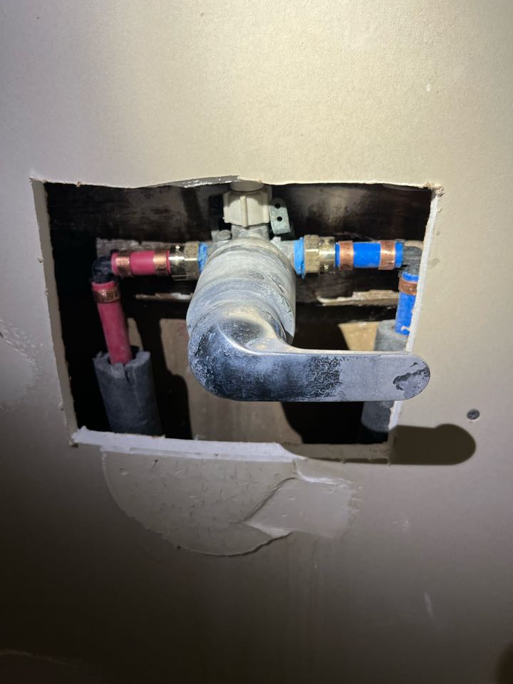 Replaced the Delta Shower cartridge and repaired the water lines inside the wall. 