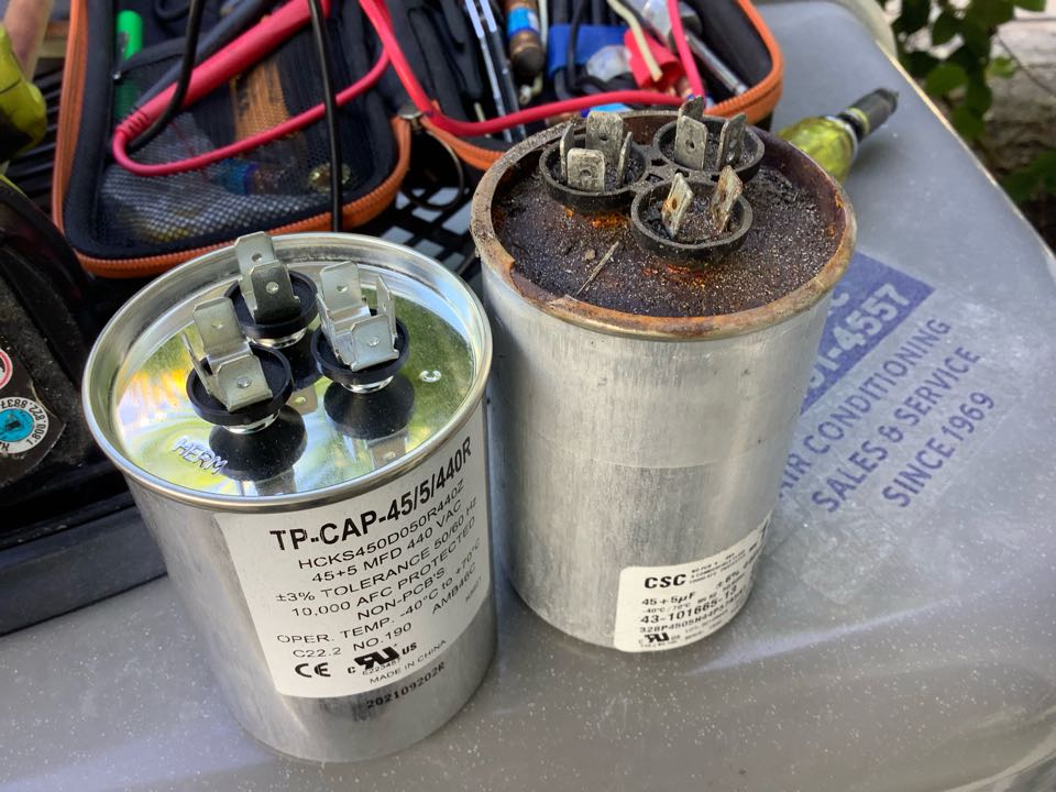 AC Repair Call unit is not cooling. Evaluate system to find defective capacitor. Replace capacitor and unit is now cooling. 