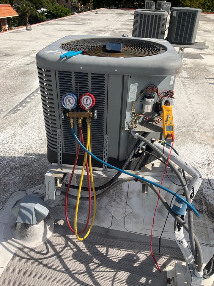 AC Maintenance Call. Perform routine maintenance per maintenance agreement on First Company and Ruud air conditioning split system. 