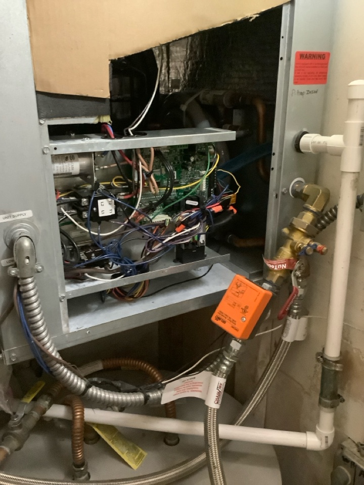 AC Maintenance Call. Perform routine maintenance per maintenance agreement on York water source air conditioning system.