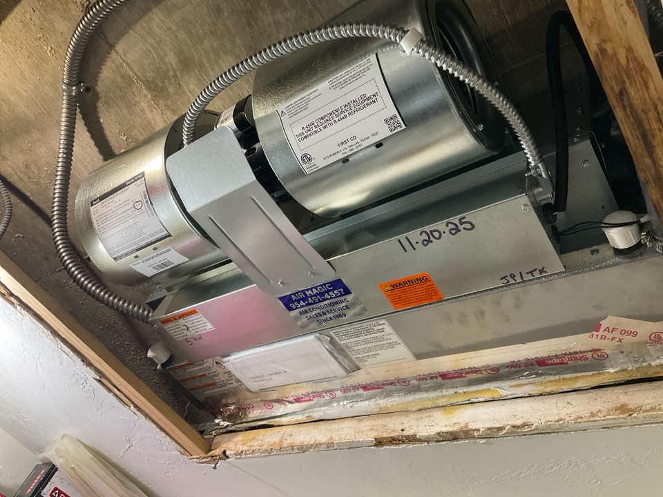 Install new air conditioning split system.