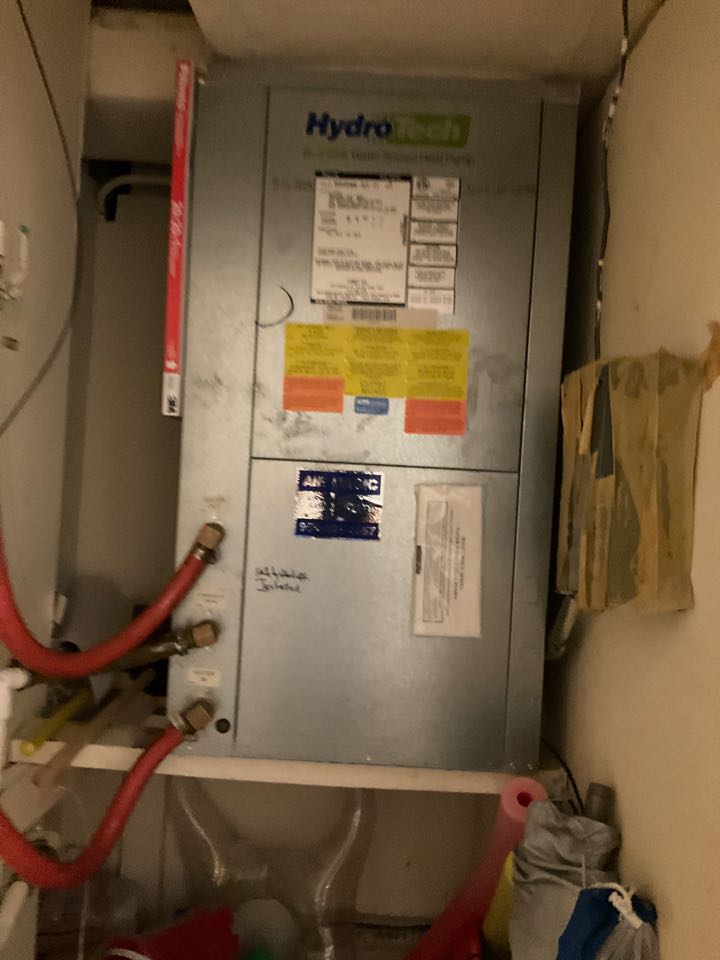 AC Maintenance Call. Perform routine maintenance per maintenance agreement on water source air conditioning system.