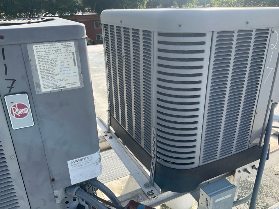 AC Maintenance Call. Perform routine maintenance per maintenance agreement on First Company and Rheem air conditioning split system. 