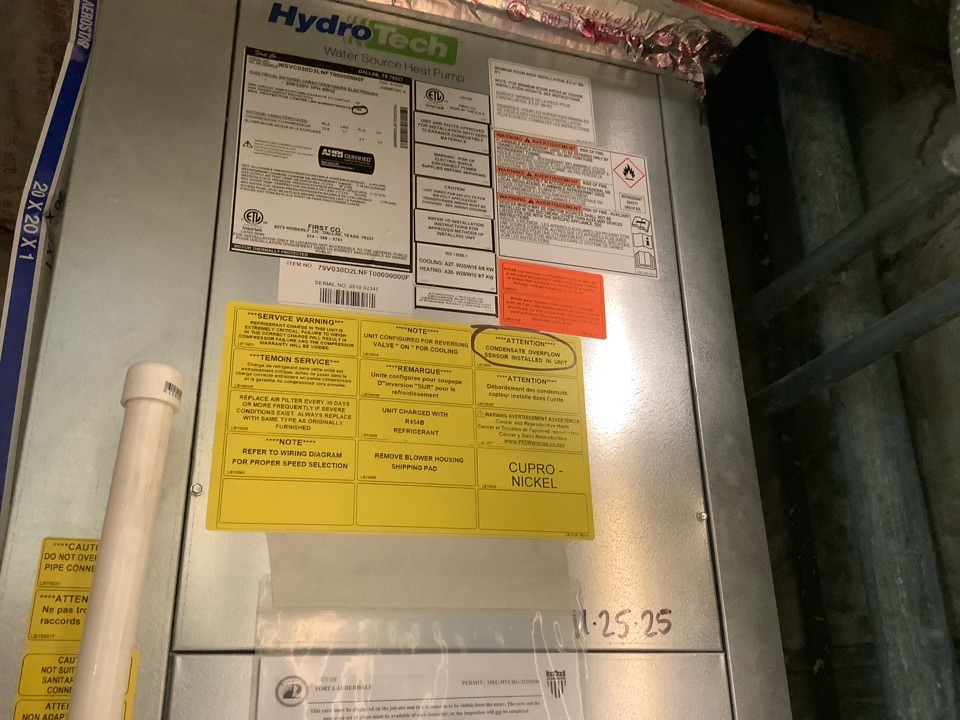 AC Installation. Prepare unit for city inspection.