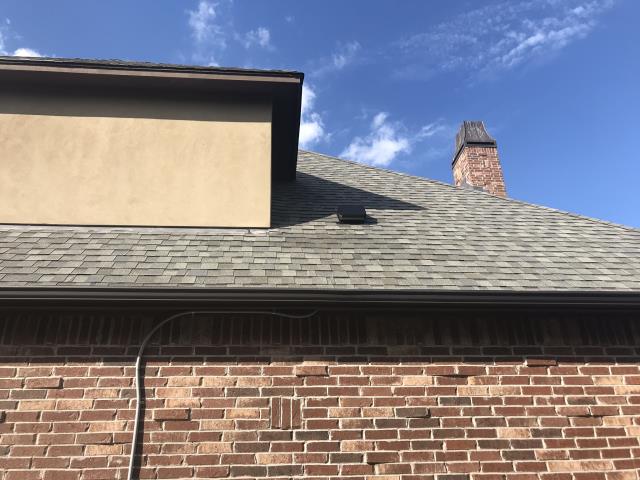 Broken Arrow, OK - Replaced damaged shingles, replaced dryer vent cap, sealed down flashing under window Broken Arrow, OK - Replaced damaged shingles, replaced dryer vent cap, sealed down flashing under window