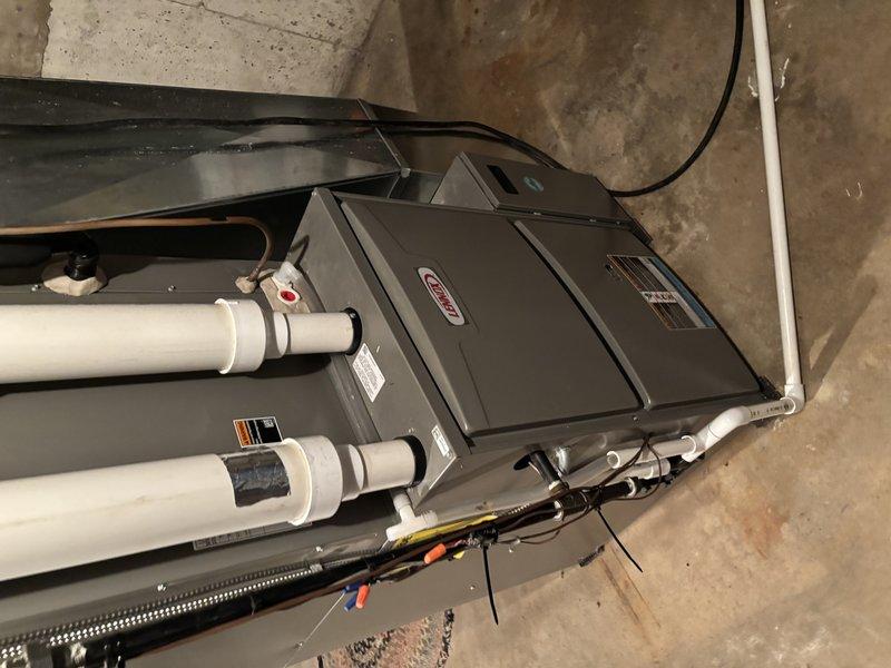 Responded to service call for non-functioning Aprilaire humidifier set to 27 but failing to maintain adequate humidity levels. Inspected Lennox furnace system and associated humidifier control unit. Diagnosed faulty wiring connections between control panel and humidifier. Repaired wiring, recalibrated control settings, and verified proper system operation. Humidity is now maintaining at set levels.