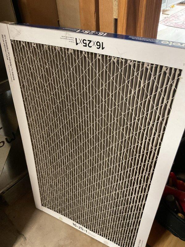 Responded to no-heat complaint for a 2018 Carrier furnace that customer reported cutting out 16 times in recent weeks per Nest thermostat data. Diagnosed issue as restricted airflow due to severely clogged 16"x25"x1" air filter. Removed contaminated filter and installed new replacement filter, restoring proper system operation and airflow.