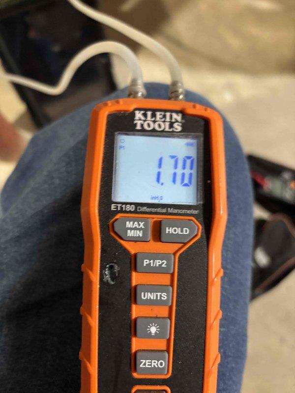 Responded to no-heat call for customer experiencing temperature of 53°F in home. Performed system diagnostics, testing gas pressure with Klein ET180 manometer (measured 1.70 InH₂O) and electrical components with multimeter (verified 121.3V). Successfully restored heating function.