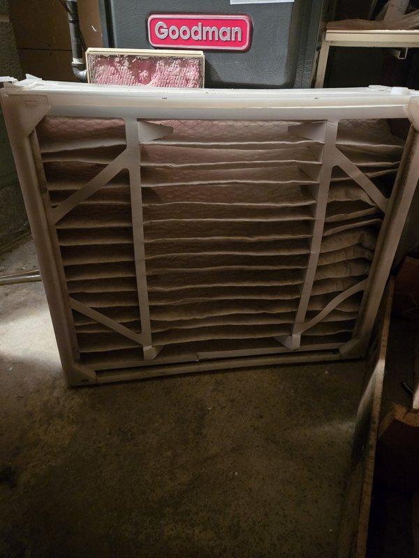 Performed routine furnace maintenance and inspection with no issues found. Replaced severely clogged air filter with new filter to restore proper airflow and system efficiency. All systems operating within normal parameters.