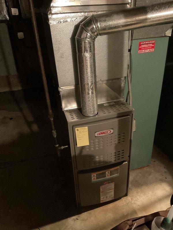 Responded to no-heat service call. Diagnosed non-functional thermostat due to dead batteries. Replaced batteries, which restored proper system operation. Performed standard clean and check on Lennox furnace unit to ensure optimal performance.