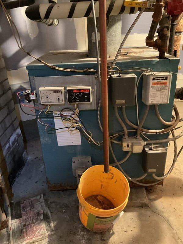 Responded to tenant complaint of uneven heating with some rooms very cold. Diagnosed issue as insufficient water pressure in the boiler system. Restored proper pressure in circulation lines which should normalize heat distribution throughout the unit. Verified thermostat was functioning properly with heat mode activated, currently showing 47°F actual temperature with 55°F set point.