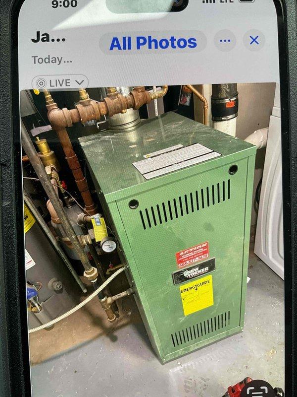 Responded to no heat call for hot water baseboard system. Diagnosed issue with boiler's low water cut off preventing startup. Serviced the cut off by flushing it and manually freeing the stuck float mechanism, restoring normal system operation.