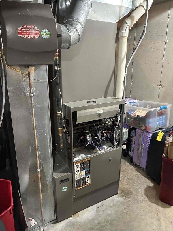 Completed replacement of defective pressure switches on residential HVAC system located in basement. Accessed furnace interior components for proper installation and testing of new switches to restore normal system operation.