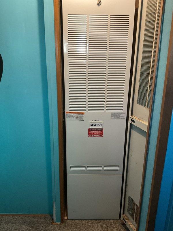 Responded to customer reporting no heat issue with Maytag furnace that stopped working this morning. Diagnostic testing revealed failed igniter preventing system operation. Obtained and installed correct replacement igniter, restoring proper heating function and confirming normal operation before completion.