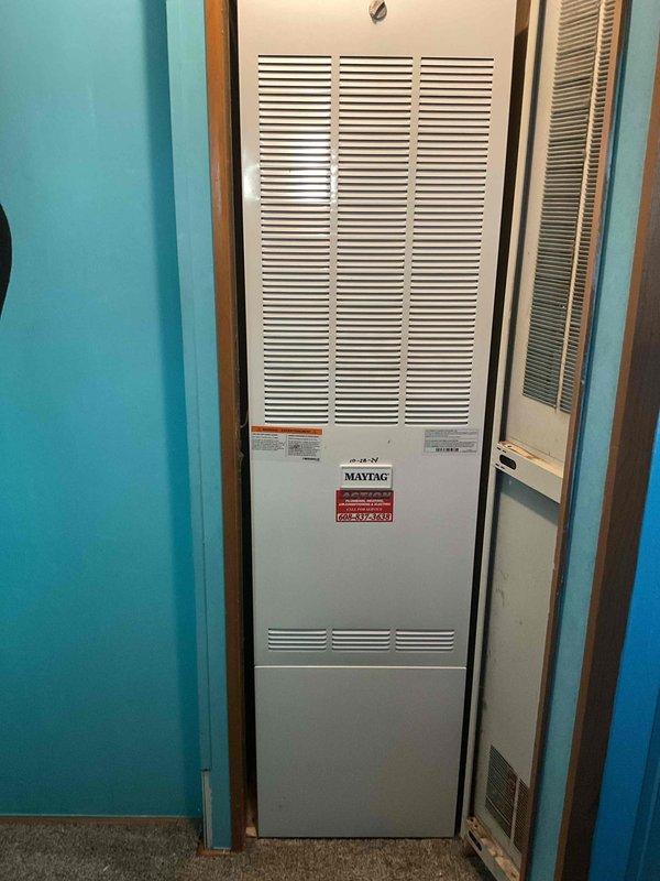 Responded to customer reporting no heat issue with Maytag furnace that stopped working this morning. Diagnostic testing revealed failed igniter preventing system operation. Obtained and installed correct replacement igniter, restoring proper heating function and confirming normal operation before completion.