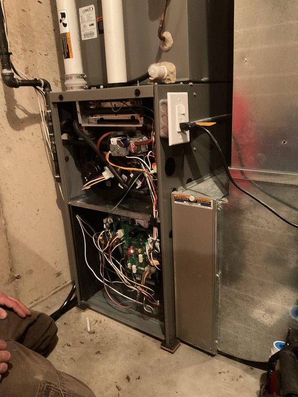 Responded to no heat complaint for furnace displaying error codes. Upon inspection, discovered significant dust and cobweb accumulation blocking the intake vent. Cleaned intake thoroughly, inspected internal components and wiring connections, then restored proper system operation.