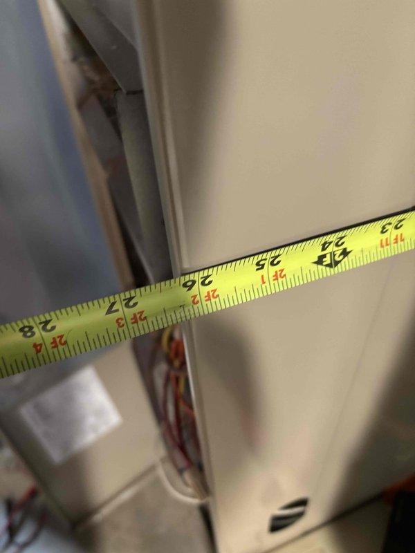 Responded to no heat complaint for Lennox furnace that stopped working the previous night. Diagnosed issues with blower and control board. Took measurements of the unit (approximately 25-26" width and 43-50" height/length) to provide appropriate repair versus replacement options. Presented customer with both repair and replacement quotes.