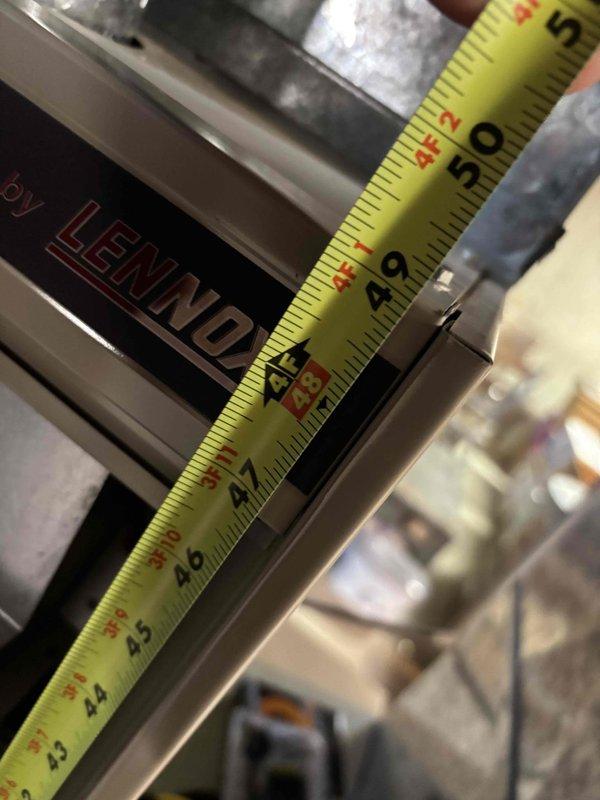 Responded to no heat complaint for Lennox furnace that stopped working the previous night. Diagnosed issues with blower and control board. Took measurements of the unit (approximately 25-26" width and 43-50" height/length) to provide appropriate repair versus replacement options. Presented customer with both repair and replacement quotes.