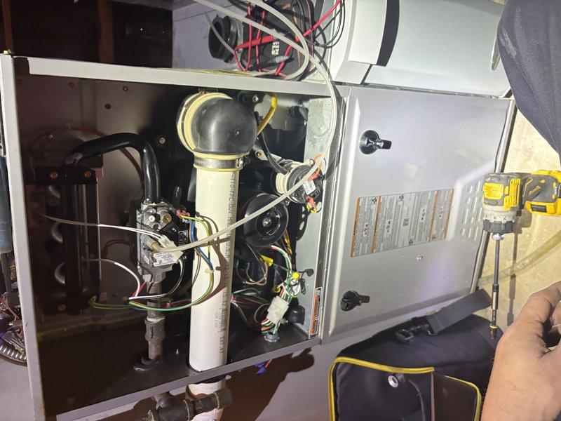 Responded to service call for furnace short cycling and no heat. Performed diagnostic temperature testing with digital thermometers to verify system operation issues. Identified dirty filter as root cause. Customer advised to replace filter to restore proper furnace operation.