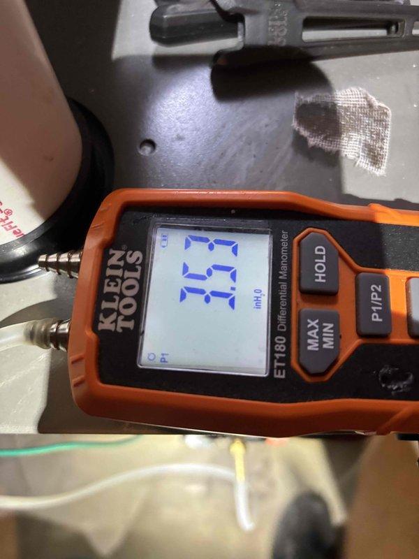 Responded to customer complaint of excessive furnace runtime. Identified improper configuration for two-stage operation. Corrected dip switch settings to enable proper staging functionality and adjusted gas pressures using Klein Tools ET180 Differential Manometer (measured 17.7 inH2O). System now operating correctly with appropriate cycle times.
