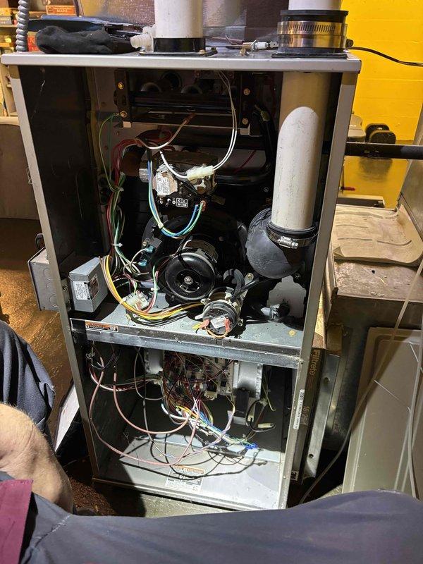 Responded to customer complaint of furnace operating issues. Diagnosed problems with inducer motor, pressure switch, and improper thermostat wiring causing inconsistent heating cycles and temperature regulation failure. Provided customer with detailed estimate for necessary repairs including thermostat wiring replacement and component servicing.
