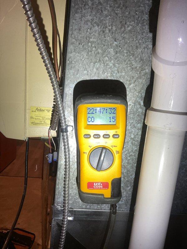 Responded to no heat complaint. Diagnostic testing showed furnace was operational. Performed standard clean and check service. CO readings measured at 15 ppm, within acceptable range. Visual inspection of furnace and ventilation system completed with no issues identified.