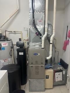 Responded to customer concerns about potential furnace ventilation leak. Performed comprehensive inspection of Carrier furnace unit and associated ductwork in utility room. Verified proper connection and integrity of all PVC ventilation components. No evidence of leaks detected; system functioning normally.