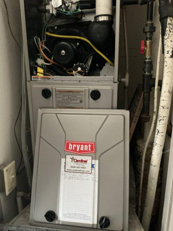 Responded to no-heat complaint at Apt. 18. Diagnosed restricted exhaust system causing furnace failure. Performed maintenance by clearing exhaust blockage and blowing through hoses to restore normal operation. Recommended more frequent clean and check service to prevent future issues.